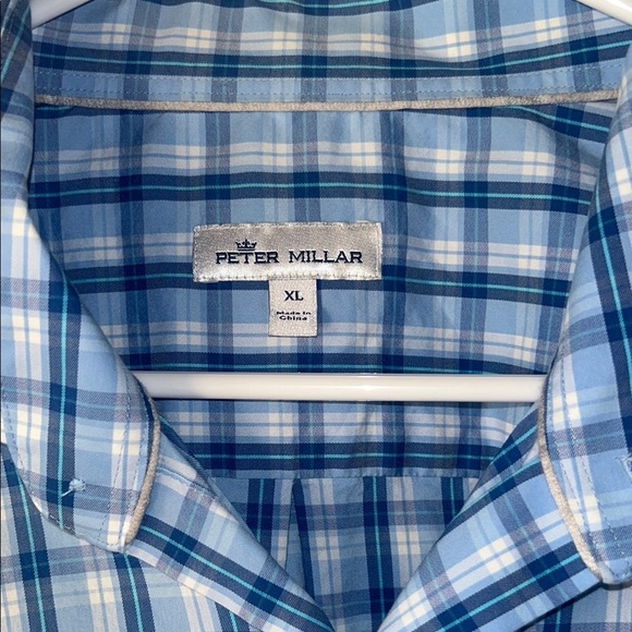 Peter Millar Men's Blue and White Plaid Shirt - Picture 2 of 7